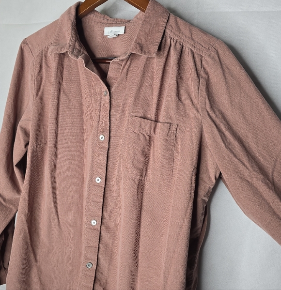 J. Jill Tops - J. Jill Corduroy Button Up Shirt Blush Pink Relaxed Fit Cotton Blend L